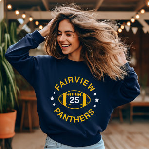 Jersey-nummer för Guld Football Player Lång Ärmad Tröja