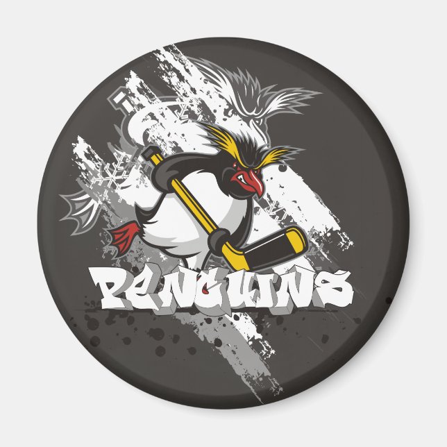 Jersey Penguins Graffiti Round Magnet (Framsidan)