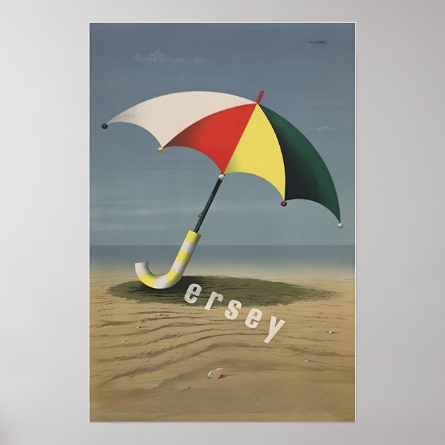 Jersey Resemålning Affisch Strand Konst Paraply Tr (Framsidan)