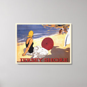 Jersey Shore Beach Family Bathing Canvastryck