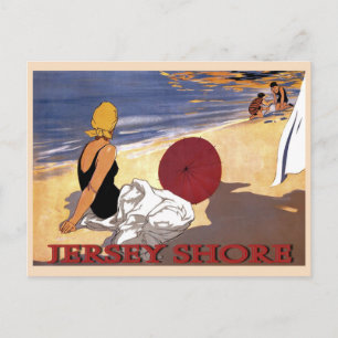Jersey Shore Beach Family Bathing Vykort