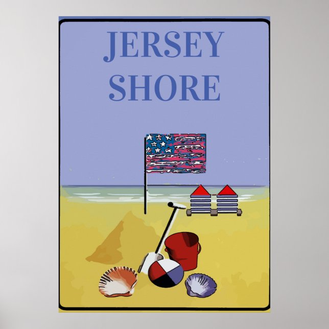 Jersey Shore Beach Vintage Stil Poster (Framsidan)