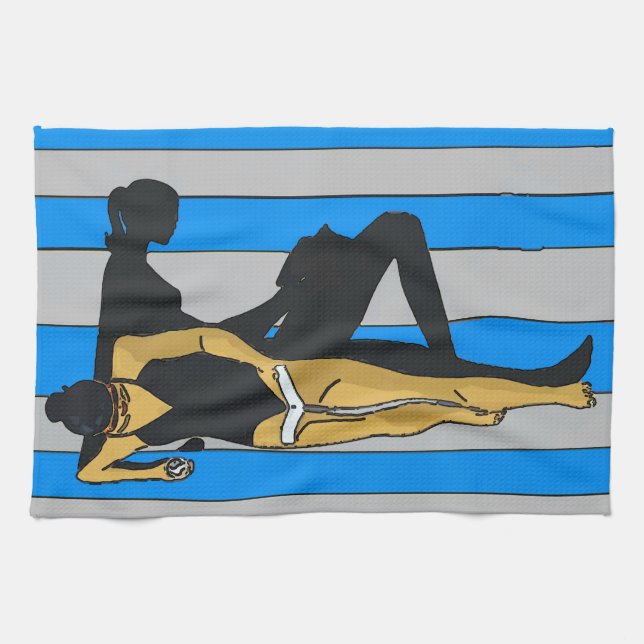 Jersey Shore, Gal på Beach Towel Kökshandduk (Horisontell)