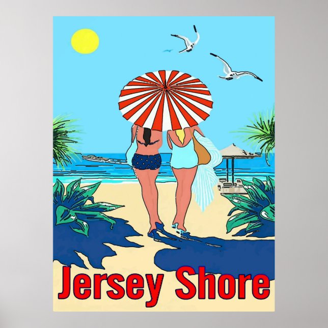 Jersey Shore, Gals on Beach Poster (Framsidan)