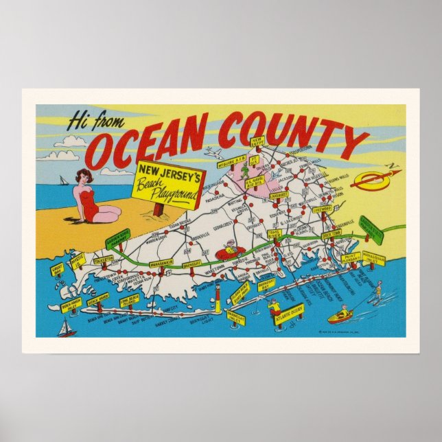 Jersey Shore Illustrated Karta Poster (Framsidan)