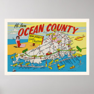 Jersey Shore Illustrerad karta Poster