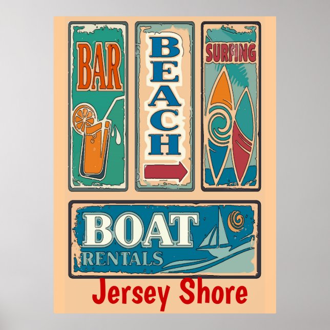 Jersey Shore Signs ändrar eller redigerar text Poster (Framsidan)
