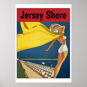 Jersey Shore Vintage Stil, redigera text Poster