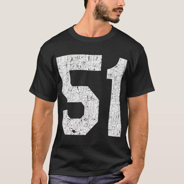 Jersey Uniform Number 51 Athletic Stil Sports T Shirt (Framsida)