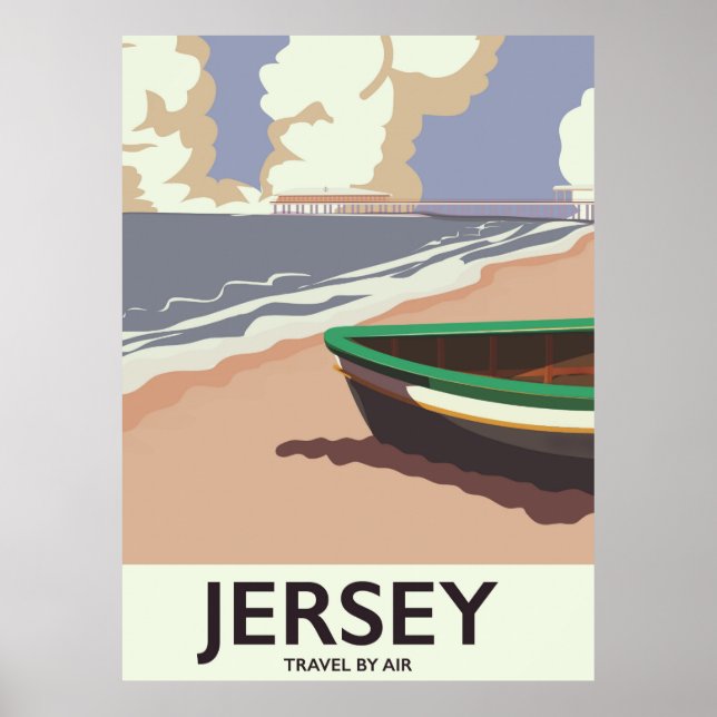 Jersey vintage kust reseskylt poster (Framsidan)