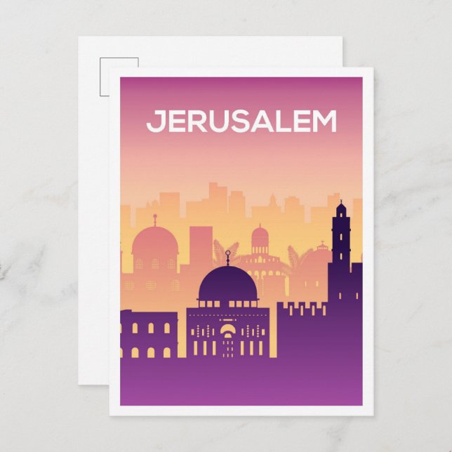Jerusalem Art Travel Illustration Vykort (Fram/baksida)
