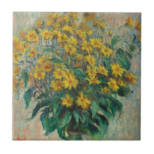 Jerusalem Artichoke Blommor av Claude Monet Kakelplatta