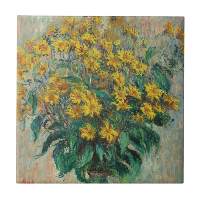 Jerusalem Artichoke Blommor av Claude Monet Kakelplatta (Framsidan)