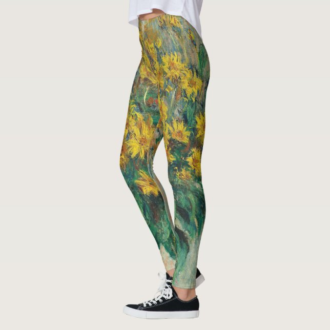 Jerusalem Artichoke Blommor av Claude Monet Leggings (Vänster)