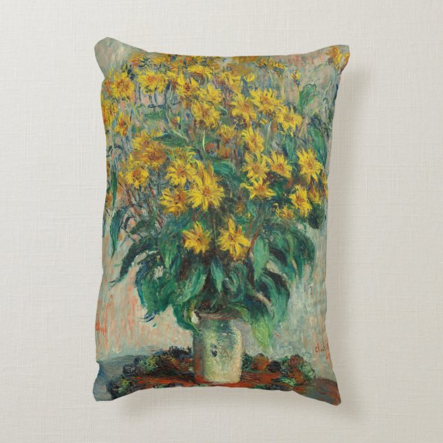 Jerusalem Artichoke Blommor av Claude Monet Prydnadskudde (Baksidan(Vertikal))