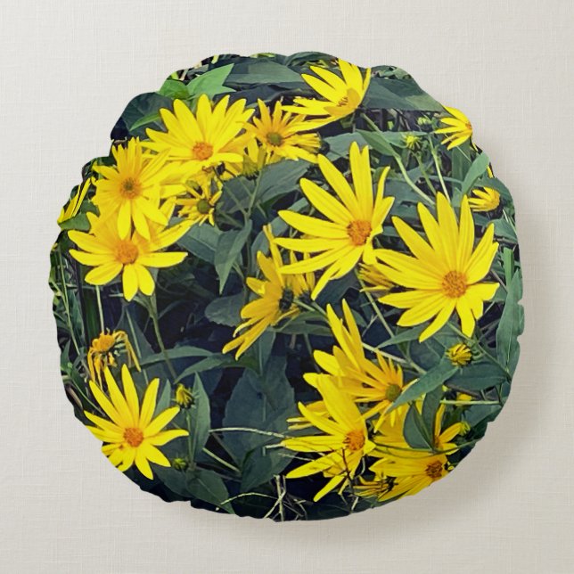 Jerusalem Artichoke Blommor Rund Kudde (Framsidan)