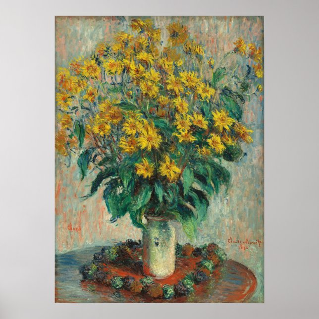 Jerusalem Artichoke Flowers av Claude Monet Poster (Framsidan)