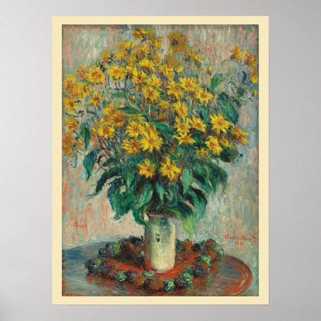 Jerusalem Artichoke Flowers av Claude Monet Poster (Framsidan)