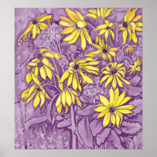 Jerusalem Artichokes Solrosfärfärgning Blommigt Pa Poster (Framsidan)
