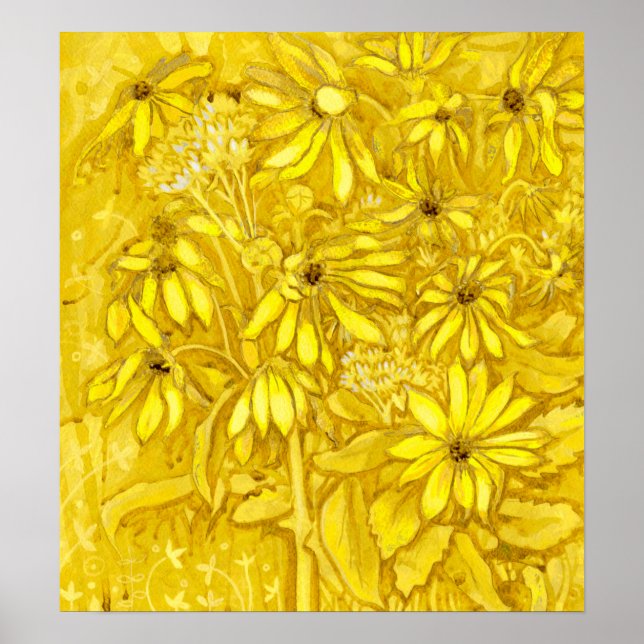 Jerusalem Artichokes Summer Flowers Blommigt Golde Poster (Framsidan)