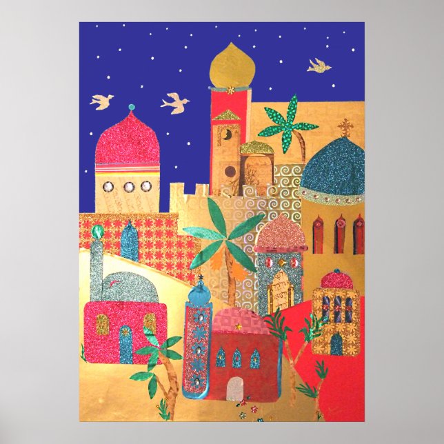Jerusalem City Colorful Art Poster (Framsidan)