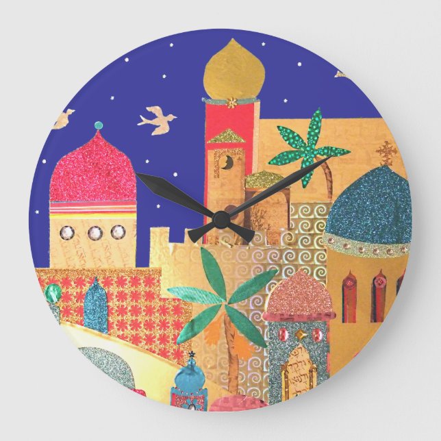 Jerusalem City Colorful Art Stor Klocka (Framsida)