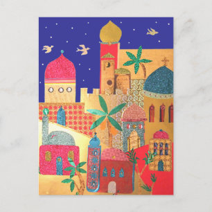 Jerusalem City Colorful Art Vykort