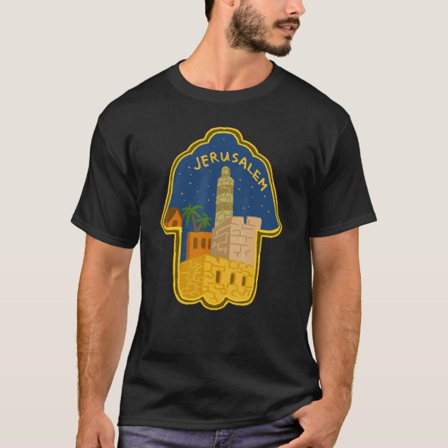 Jerusalem City Israel souvenir för manar kvinnor 5 T Shirt (Framsida)