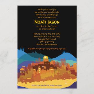 JERUSALEM CITY of GULD Pub Bat mitzvah bjudande Inbjudningar