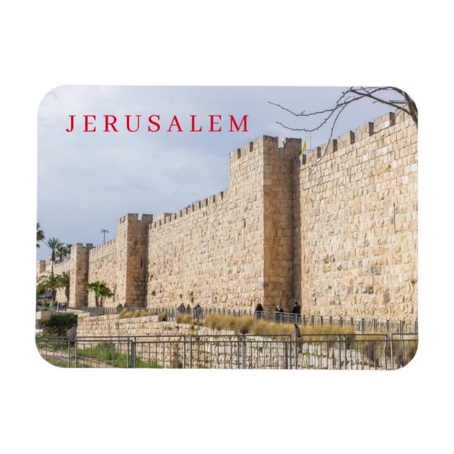 Jerusalem City Walls View-kylskåp Magnet (Horisontell)
