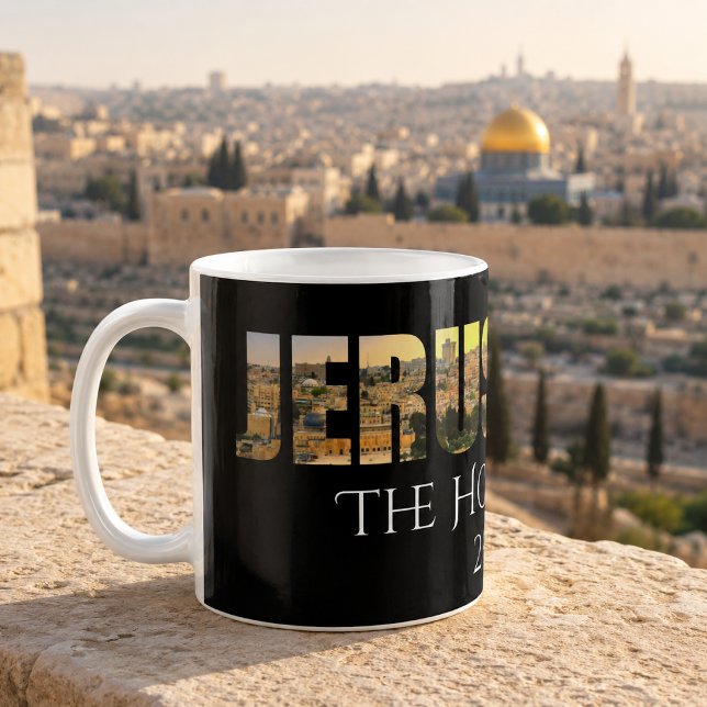 Jerusalem Den Heliga Staden Svart Kaffemugg (Skapare uppladdad)