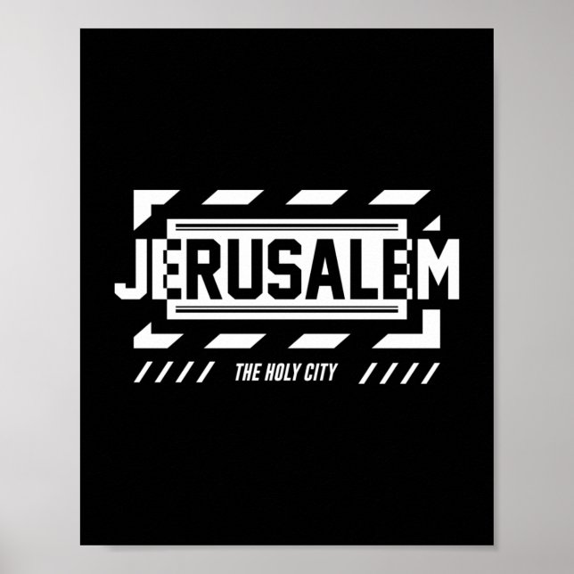 Jerusalem Den Heliga Staden Urban Typografi Design Poster (Framsidan)