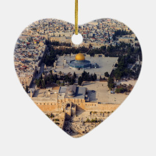 Jerusalem för stad för tempelmontering gammal julgransprydnad keramik