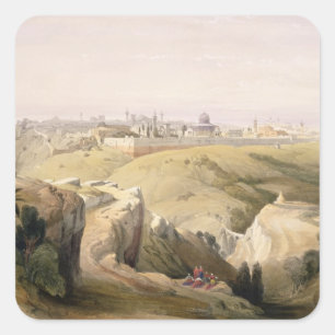 Jerusalem från Mountet of Olives, April 8th 1839 Fyrkantigt Klistermärke
