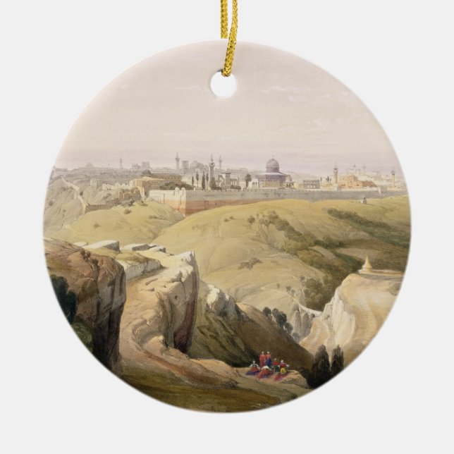 Jerusalem från Mountet of Olives, April 8th 1839 Julgransprydnad Keramik (Framsidan)