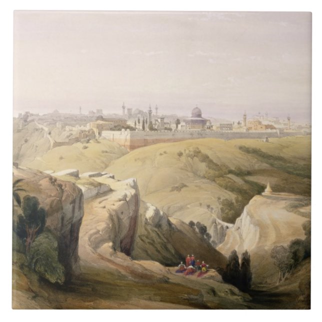 Jerusalem från Mountet of Olives, April 8th 1839 Kakelplatta (Framsidan)