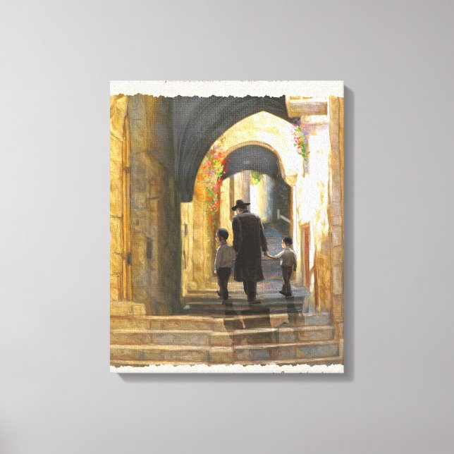 Jerusalem Gamla staden Israel målning liggande Canvastryck (Framsida)