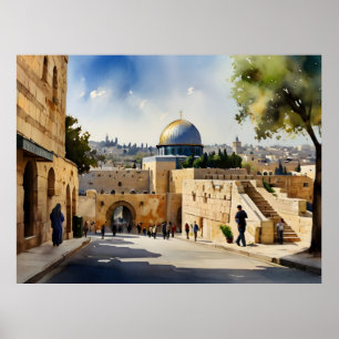 Jerusalem Israel akvarell konst Poster