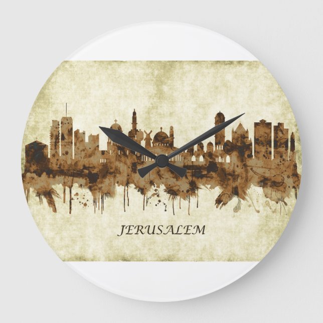 Jerusalem Israel Cityscape Stor Klocka (Framsida)