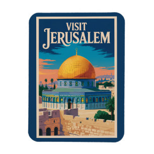 Jerusalem Israel Illustration Resa Konst Vintage Magnet