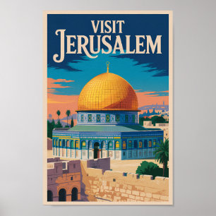 Jerusalem Israel Illustration Resa Konst Vintage Poster