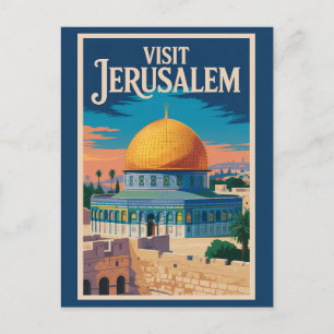 Jerusalem Israel Illustration Resa Konst Vintage Vykort
