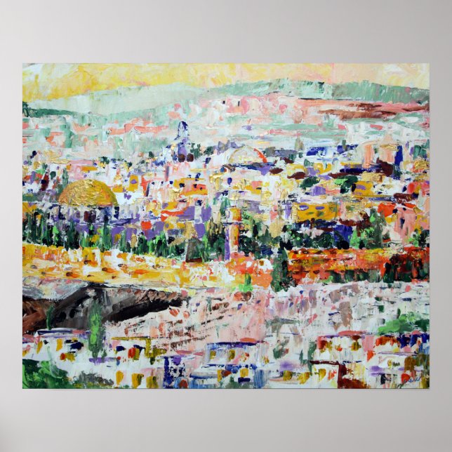 Jerusalem Israel Impressionistisk målning Poster (Framsidan)