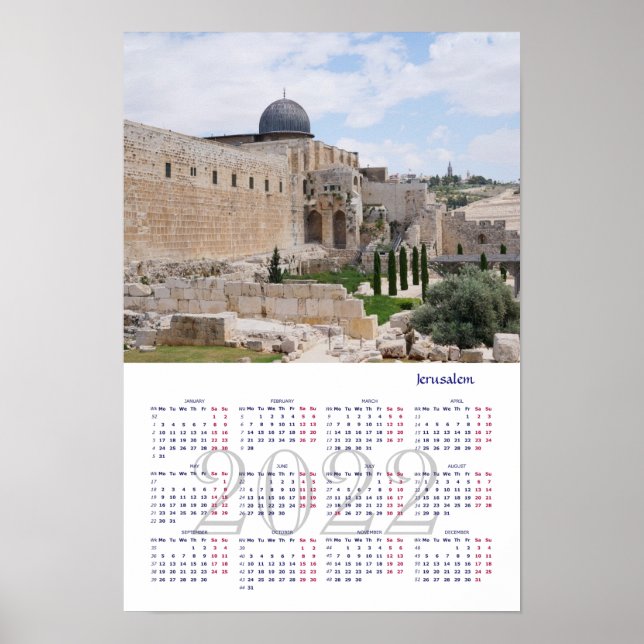 Jerusalem, Israel. Kalender 2022 Affisch (Framsidan)