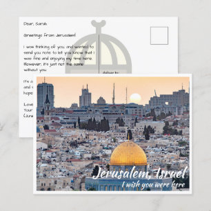 Jerusalem Israel med Dome vid Sten Vykort