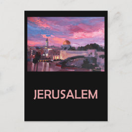 Jerusalem Israel Retro Travel Poster Vykort