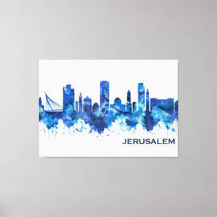 Jerusalem Israel Skyline Blue Canvastryck