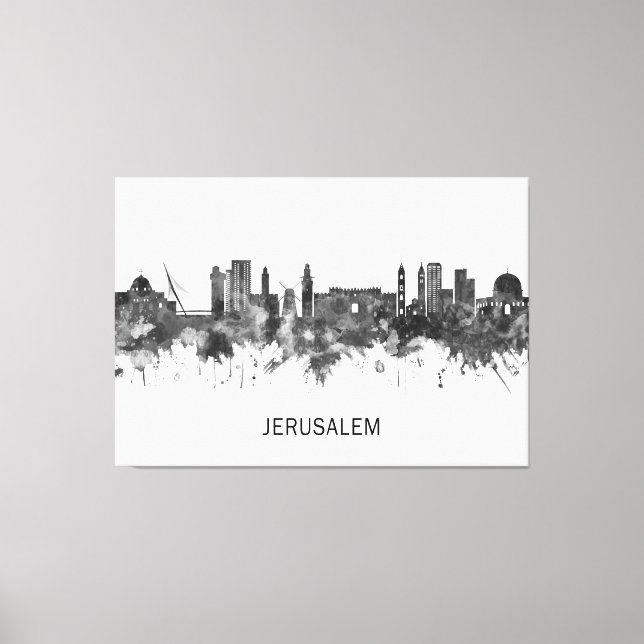 Jerusalem Israel Skyline BW Canvastryck (Framsida)