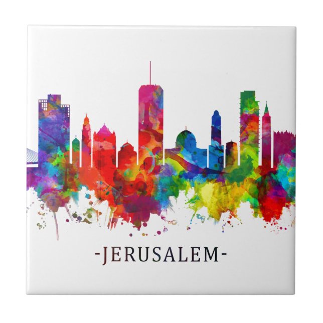 Jerusalem Israel Skyline Kakelplatta (Framsidan)