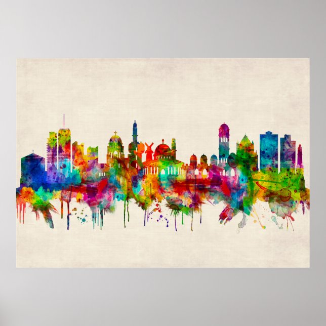 Jerusalem Israel Skyline Poster (Framsidan)